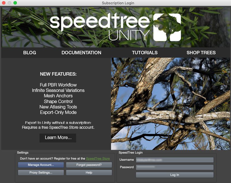 Speedtree for Unity Login