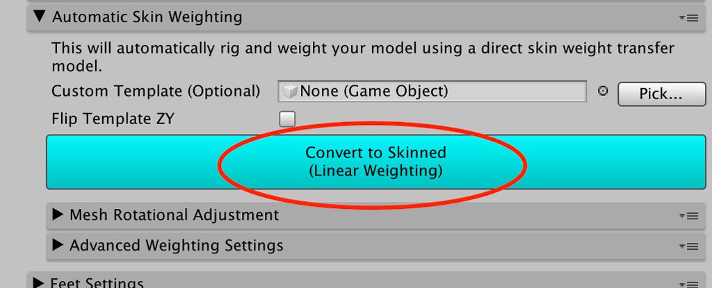 Clothing Item Settings - Convert To Skinned